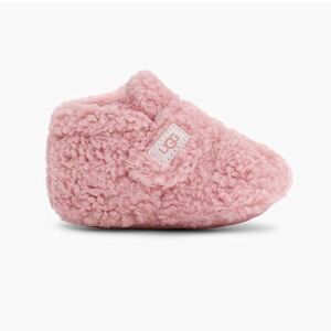 UGG Bixbee Bootie Baby 4/5 Pink Shell Curly Faux Fur Slip On Hook & Loop Boots